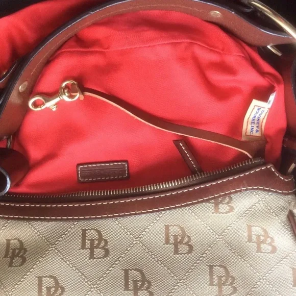 Dooney And Bourke Brown Monogram Canvas And Leather Handbag - Picture 5 of 6